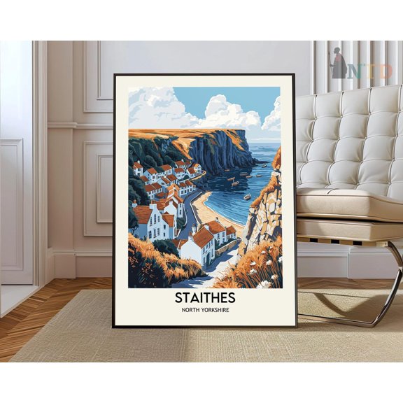 Staithes Poster, Uk Art Poster, Coastal Wall Art, Uk Home Decor, Staithes Wall Decor, Beach House Decor, Staithes Travel Print, Staithes Art Wall Art, Modern Wall Decor, 8x12 UNFRAMED