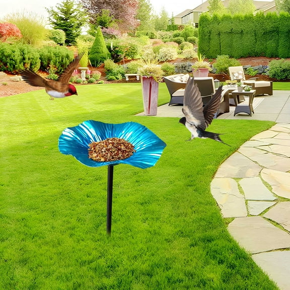 Stake Bird Feeder Metal Stake Bird Feeder - Outdoor Antique Flower Bath for Garden Decor Garden Bird Bath