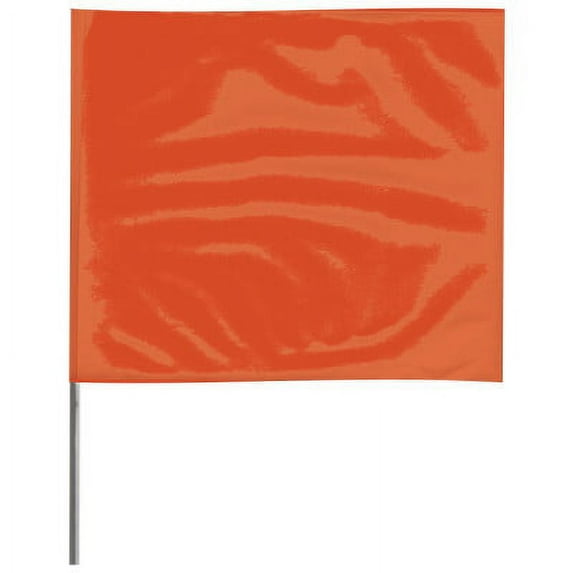 Stake Flags, 4 in x 5 in, 21 in Height, PVC; Steel Wire, Orange