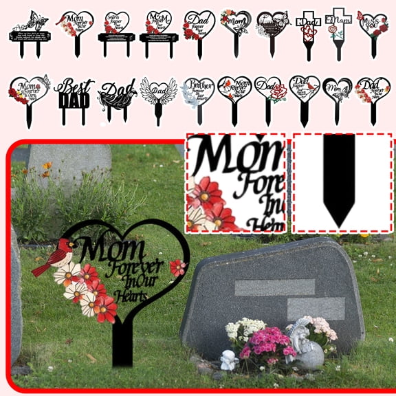 Stake Graves Cemetery Decorations - Brother Metal Memorial Grave Markers, Heart Graveyard Sympathy Plaque for Boy, Dove Remembrance Graveside Burial Decor Sign for Outdoor Outside Yard Garden