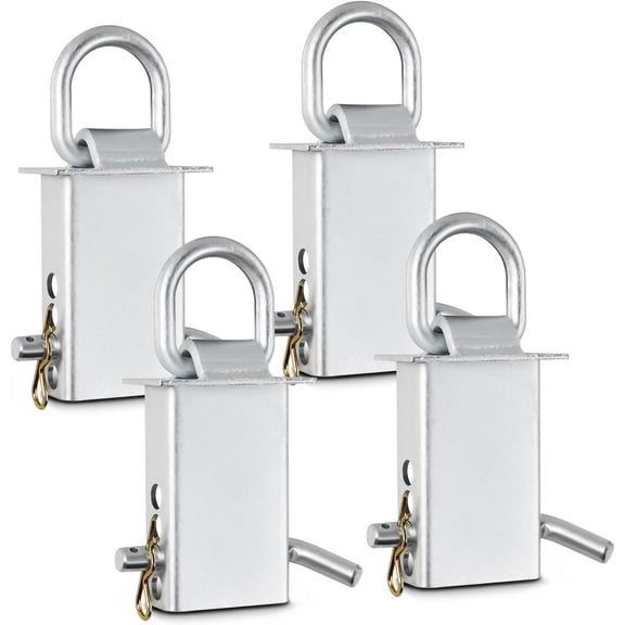 Stake Pocket D Ring Heavy Duty Adjustable Trailer Stake Pocket, Load Limit 5400lbs & 4 Holes for Adjustment, Removable Stake Pocket D-Ring Tie Downs Utility for Flatbed Trucks (Zinc Coated, 4 Pack)