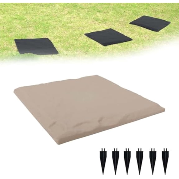 Stake down Stepping Stones Outdoor, Square Durable Stepping Stones into the Ground, Large Plastic Resin Pavers with Stake Diwn, Decorative for Yard Walkway Garden Easy Application(Beige-square,1pc)