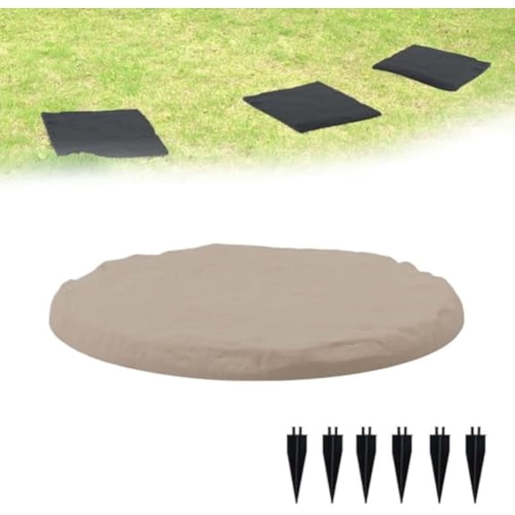 Stake down Stepping Stones Outdoor, Square Durable Stepping Stones into the Ground, Large Plastic Resin Pavers with Stake Diwn, Decorative for Yard Walkway Garden Easy Application(Beige-circle,1pc)