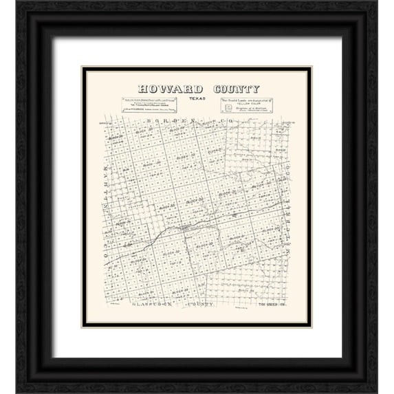 Stakemann 15x17 Black Ornate Wood Framed with Double Matting Museum Art Print Titled - Howard County Texas - Stakemann 1890