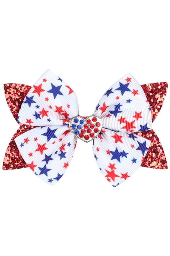4th of July Hair Bows for Girls Red White Blue USA Hair Bow Clips Patriotic Fourth of July Independence Day Accessories Party Favors USA Red,White