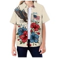 thumbnail image 1 of Staki 4th of July Shirt for Kids Girls Classic Woven Button-Down Short-Sleeve Hawaiian Shirt with Pocket for Kids 4T 5T 218T(Blue,7-8 Years), 1 of 4