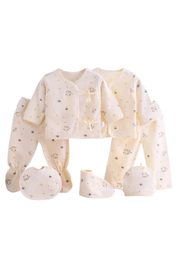 7-Piece Newborn Baby Girl Clothes Gift Set Cotton Layette Essentials Coming Home Outfit for All Seasons 0-3M,0-3 Months