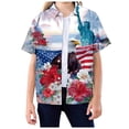 thumbnail image 1 of Staki American Flag Button Down Kids Independence Day Shirt Button Down Retro Short Sleeve Casual Beach Tropical Funny Party Outfits for Girls 4T 5T 481T(Pink,14-15 Years), 1 of 4