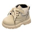 thumbnail image 1 of Staki Baby Autumn Boots Fashion Suede Leather Lace-Up Boots Soft Flat Ankle Boots Little Boy Boots(Beige,12 Little Kid), 1 of 9
