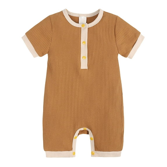 Staki Baby Bamboo Viscose Short Sleeve Summer Romper, Newborn Bodysuit Toddler Clothes Organic Cotton Baby Boy Clothes 0-24M(Yellow,18-24 Months)