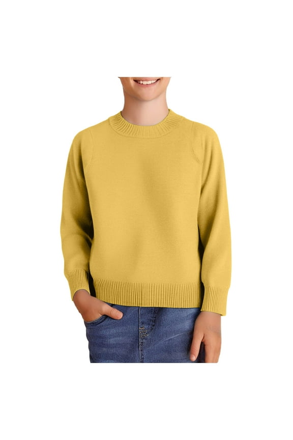 Baby Boden Sweater Boys Cotton Crew-Neck Sweaters Long Sleeve Pullover Knit Sweater (Light Yellow,12-18 Months)