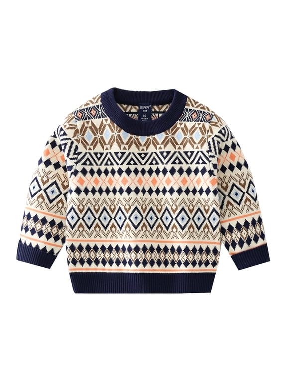 Baby Boden Sweater Boys Crewneck Long Sleeve Textured Ribbed Edge Pullover Sweaters Knitted Sweater (Navy Blue,2-3 Years)