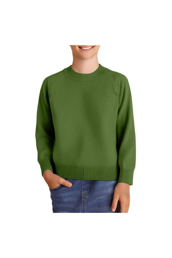 Baby Boden Sweater Boys and Toddlers' Winter Warm Crewneck Sweaters Tops (Green,4 Years)