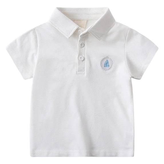 Staki Baby Boy Clothes Baby/Toddler Boys Knit Collared Short Sleeve Active Performance Polo 2-7Y(White,6-7 Years)