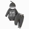 thumbnail image 1 of Staki Baby Boy Clothes Winter Baby Boy Outfit Newborn Little Boys Bodysuit Infant Bodysuit+ Pants+ Hat 3pcs Clothes 3 6 Months(Grey, 3-6 Months), 1 of 7