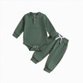 thumbnail image 1 of Staki Baby Boy Going Home Outfit Baby Boy Clothes Knitted Long Sleeve Bodysuit and Pants Sets Newborn Fall Color Outfits 6 12 Months(Green, 6-12 Months), 1 of 4