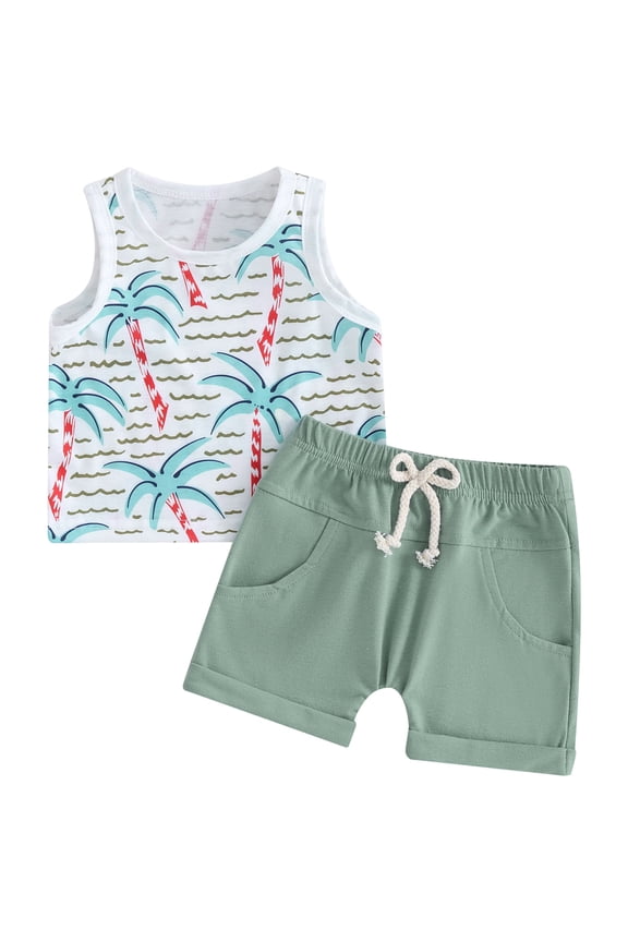 Baby Boy Outfit Baby Short Outfit Infant Boy Top Active Jogger Shorts 2Pcs Summer Clothes 2T 3T 4T Green,2-3 Years