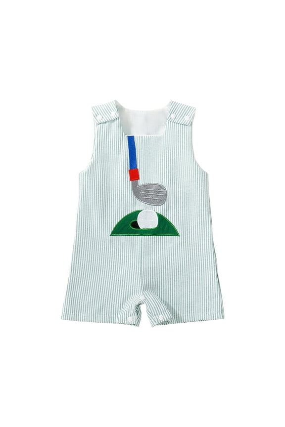 Baby Boy Outfit Newborn Sleeveless Romper Striped Jumpsuit Overalls Toddler Spring Summer Clothes Baby Boy Summer Romper 0-24M(Light Green,0-6 Months)
