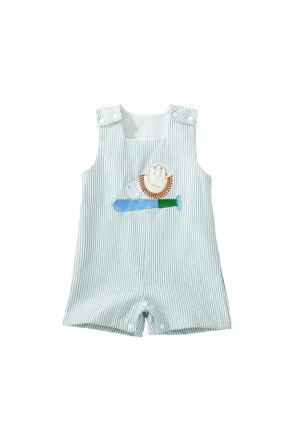 Baby Boy Outfit Newborn Sleeveless Romper Striped Jumpsuit Overalls Toddler Spring Summer Clothes Bamboo Pajamas for Babies 0-24M(Green,6-12 Months)