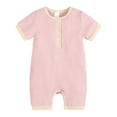 thumbnail image 1 of Staki Baby Boy Rompers Short Sleeve Cotton Toddler Rompers Graphic Print Baby Clothes One-Piece Outfit Bubble Romper Boy 0-24M(Pink,0-3 Months), 1 of 9