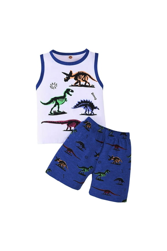 Baby Boy Summer Basic Outfit Baby Short Outfit Infant Boy Top Active Jogger Shorts 2Pcs Summer Clothes 12-24M 2-6Y(Blue,18-24 Months)