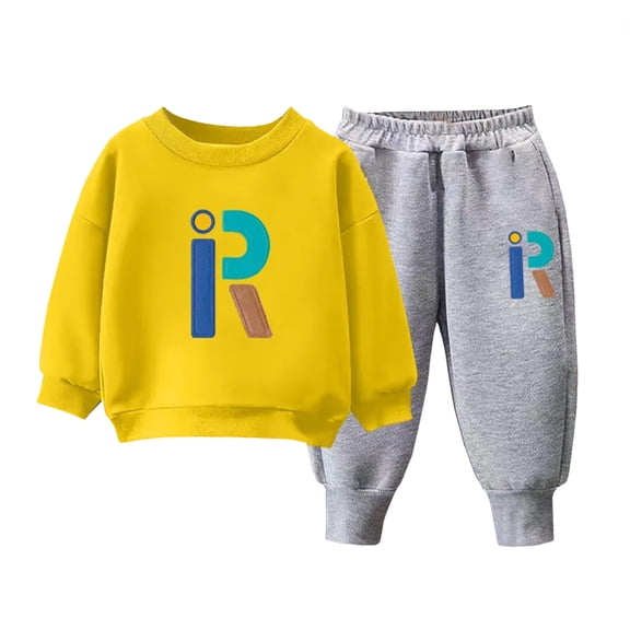 Staki Baby Boy Sweat Set Baby Boy Clothes Boys Outfits Fashion Sweatshirt Sweat Pant Kids Toddler Tops Pant Sets 3-5T 6-10Y(Yellow,4-5 Years)