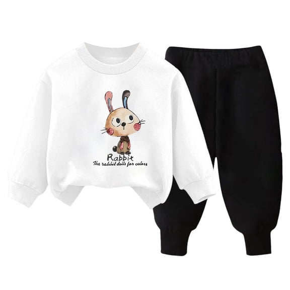 Staki Baby Boy Sweat Set Boys Clothes Solid Fun Prints Kids Clothes Boys Clothing Sets Crewneck Sweatshirt Sweatpants Outfits 2-5T 6-12Y(White,3-4 Years)