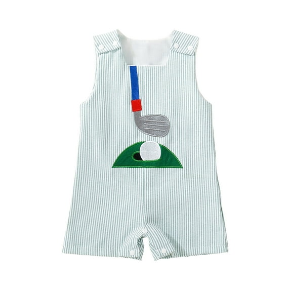 Staki Baby Boys Jumpsuit Organic Cotton One-piece Romper Short Sleeve Shortall Coverall Baby Boy Summer Romper 0-24M(Light Green,12-18 Months)
