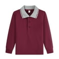 thumbnail image 1 of Staki Baby Boys Polo Shirt Long Sleeve Comfort Fit Interlock Polo Kids School Uniform(Brick Red,13-14 Years), 1 of 3