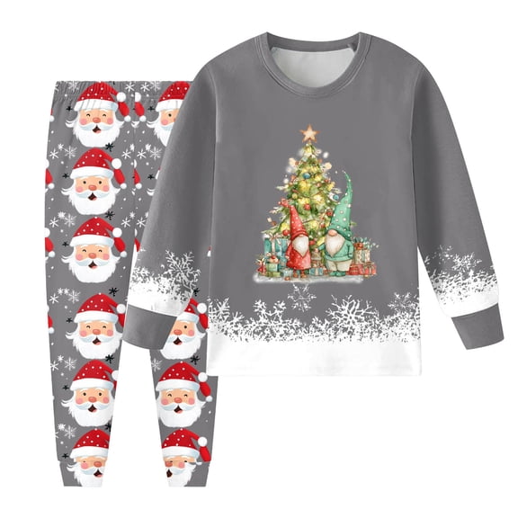 Staki Baby Christmas Pajamas Christmas Toddler Pajamas Boys Baby Pjs Sets Kids Snug fit 2pcs Long-Sleeve Sleepwear(Gray,2Y)