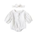 thumbnail image 1 of Staki Baby Clothing Baby Girl Bodysuit Long Sleeve Ribbed Knitted Onsies Ruffle Collar and Flutter Sleeve Fall Winter Clothes(White,6-9 Months), 1 of 6