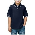 thumbnail image 1 of Staki Baby Collared Shirt Boys Polo Shirt Uniform School Polo Shirts for Boys Kids Short Sleeve Polo 4-11Y(Navy,8-9 Years), 1 of 4