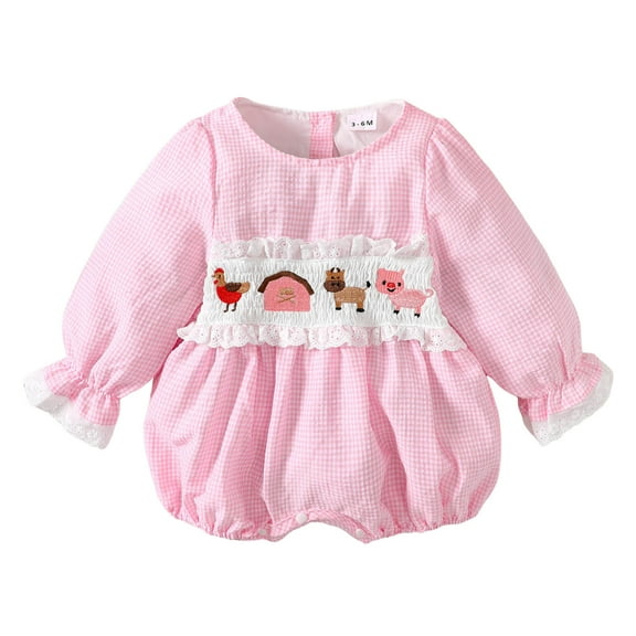 Staki Baby Girl Bodysuit Baby Girl Sweater Romper Ruffle Long Sleeve Bodysuit Cute Fall Winter Clothes(Pink,0-3 Months)