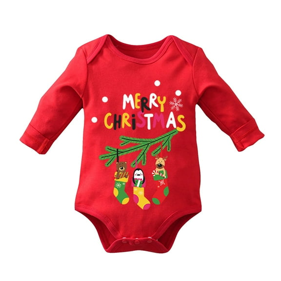 Staki Baby Girl Christmas Outfit Baby Girl Outfit Christmas Embroidery Bubble Romper Long Sleeve Ruffle Jumpsuit Boutique Clothes(Yellow,12-18 Months)