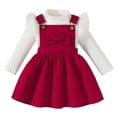 thumbnail image 1 of Staki Baby Girl Clothes Dress Fall Winter Outfits Set Puff Sleeve Solid Romper 12M-5T,18-24 Months, 1 of 9