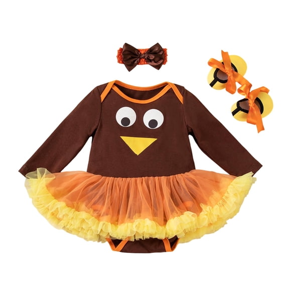 Staki Baby Girl Dresses Baby Girls Outfit Ruffle Tulle Romper Dress with Headband Clothes 0-3M,6-12M,24M(Brown,0-3 Months)