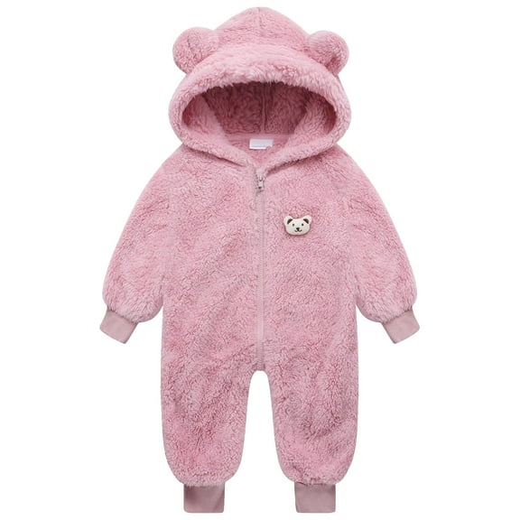 Staki Baby Girl Fall Outfits Baby Girl Clothes Fall Winter Long Sleeve Jumpsuit One Piece Romper Bodysuit Baby Overalls Outfits(Pink,6-12 Months)