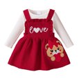 thumbnail image 1 of Staki Baby Girl Fall Winter Clothes Long Sleeve Romper Dress + Romper Newborn Infant Cute Casual Outfits 6M-3T,18-24 Months, 1 of 9