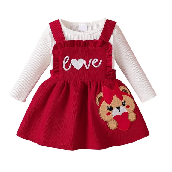 Staki Baby Girl Fall Winter Clothes Long Sleeve Romper Dress + Romper Newborn Infant Cute Casual Outfits 6M-3T,18-24 Months