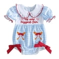 thumbnail image 1 of Staki Baby Girl Outfit Newborn Bow Embroidery Smocked Bubble Romper Onesie Infant Cute Summer Clothes 3M 6M 9M Light Blue,0-3 Months, 1 of 7