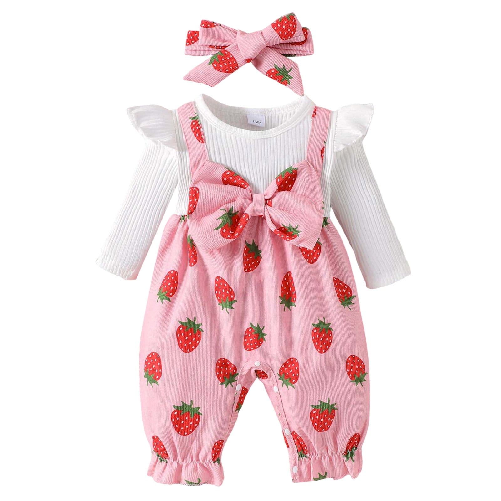 Staki Baby Girl Outfits Baby Girl Clothes Ruffle Jumpsuit Romper Infant Outfit for Baby Girl 1M,3M,6M,9M,12M(Pink,6-9 Months)