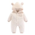 thumbnail image 1 of Staki Baby Girl Outfits Baby Girl Fleece Jumpsuit Winter Bear Hooded Romper Cute Romrper for Girls(White,6-9 Months), 1 of 7
