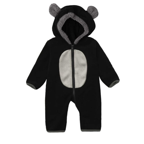 Staki Baby Girl Rompers Baby Girl Clothes Baby Girl One Piece Romper Fall Winter Long Sleeve Sets Cute Outfits(Black,12-18 Months)