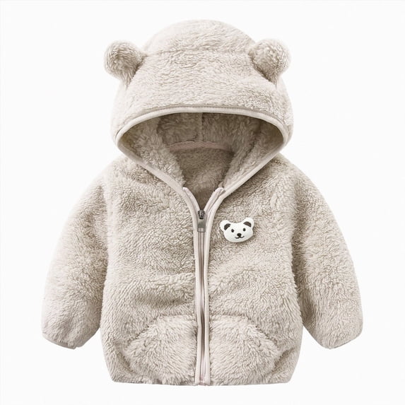 Staki Baby Girls Coats Toddlers Puffer Jacket Bear Hooded Coats 3-24M(Gray,12-18 Months)