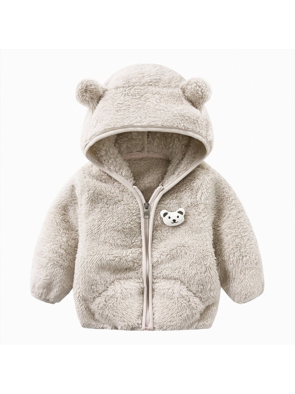 Baby Girls Coats Toddlers Puffer Jacket Bear Hooded Coats 3-24M(Gray,6-12 Months)