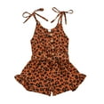thumbnail image 1 of Staki Baby Girls Leopard Print Jumpsuit Overalls Sleeveless Suspender Rompers Spring Fall Clothes for Toddler Coffee,1-2 Years, 1 of 3