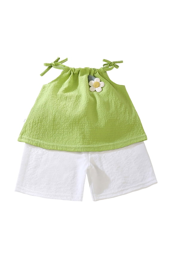 Baby Girls Tank Girls Summer Clothes 2 Piece Cute Outfits Cami Tank Top and Shorts Sets for Kid Casual, Beach 6-24M 3-8Y(Green,3-4 Years)