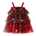 thumbnail image 1 of Staki Baby Girls Tutu Dress Toddler Girl Christmas Outfit Sleeveless Gingerbread Print Tulle Tutu A-Line Party Dresses for Girls(Red,5-6 Years), 1 of 9