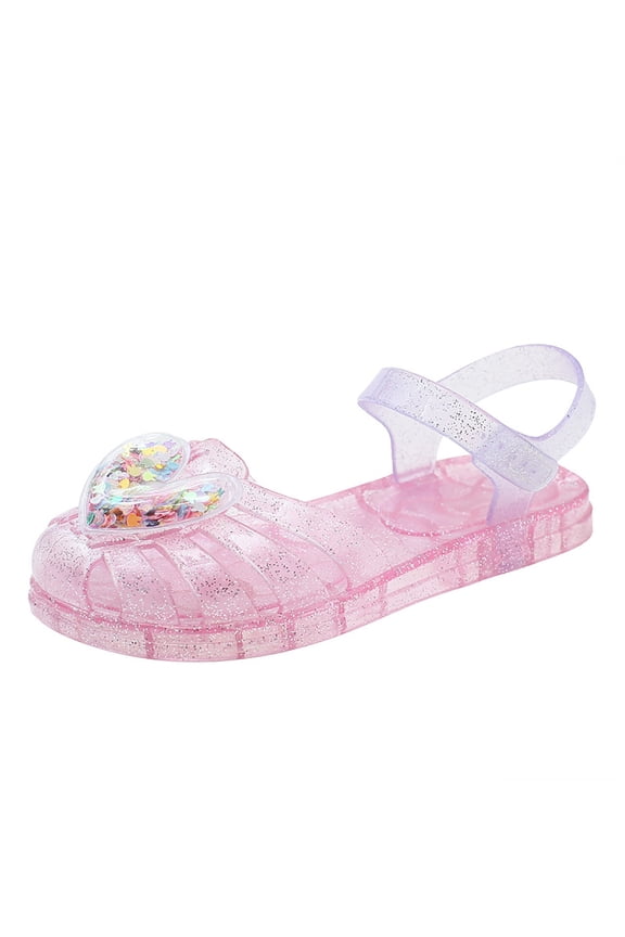 Baby Jelly Sandals Jelly Sandals for Girls Closed Toe Princess Costume Summer Dress Shoes Fisherman Water Beach Flat Sandals for Kid(Red,2.5 Big Kid)