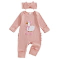 thumbnail image 1 of Staki Baby Outfits Girls Baby Long Sleeve Romper Jumpsuit, Premium Soft Rayon One Piece Pajamas Girl Coverall Sleeper(Light Pink,3-6 Months), 1 of 6